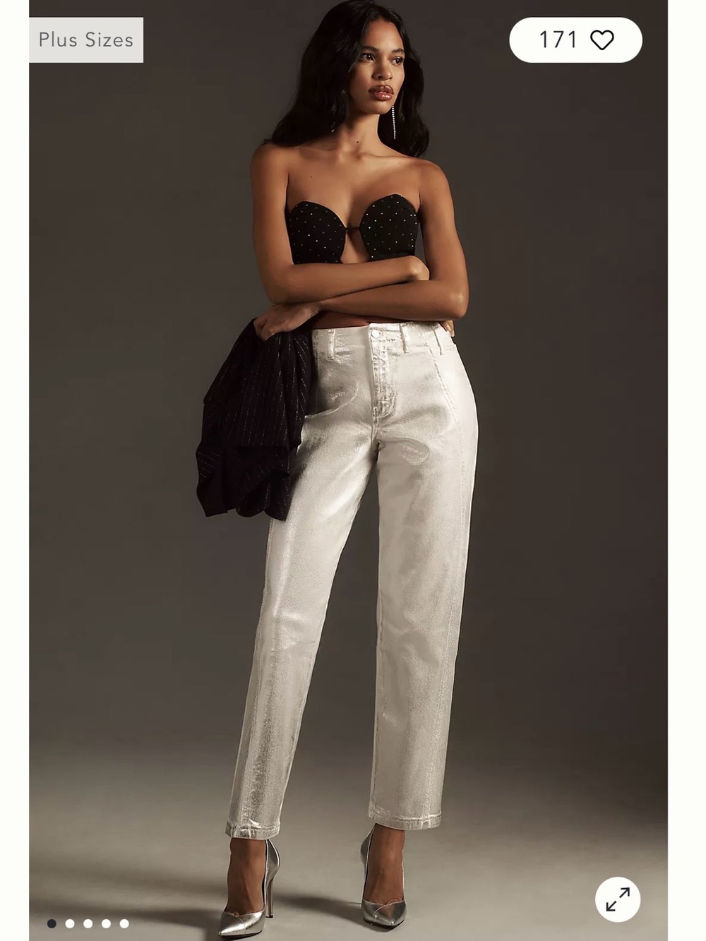 Anthropologie pilcro Metallic Silver Cropped Jeans